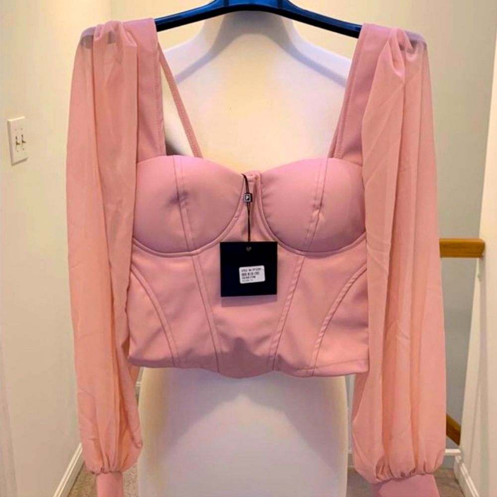 Pink Corset Sheer Blouse